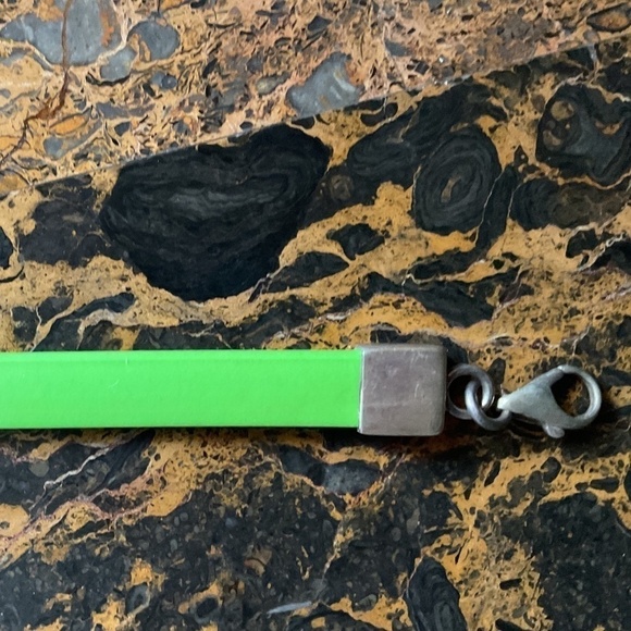 Sterling Silver 925 Mother Of Pearl Inlay Design silicone band unisex bracelet - Picture 5 of 11